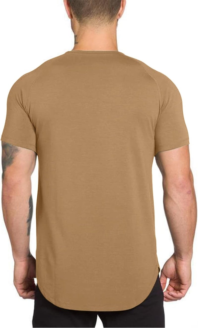 TEZO Mens Gym Workout Slim Fit Short Sleeve T-Shirt Cotton Performance Athletic Shirts Running Fitness Tee - Image 3
