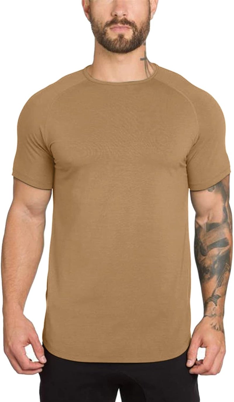 TEZO Mens Gym Workout Slim Fit Short Sleeve T-Shirt Cotton Performance Athletic Shirts Running Fitness Tee - Image 2