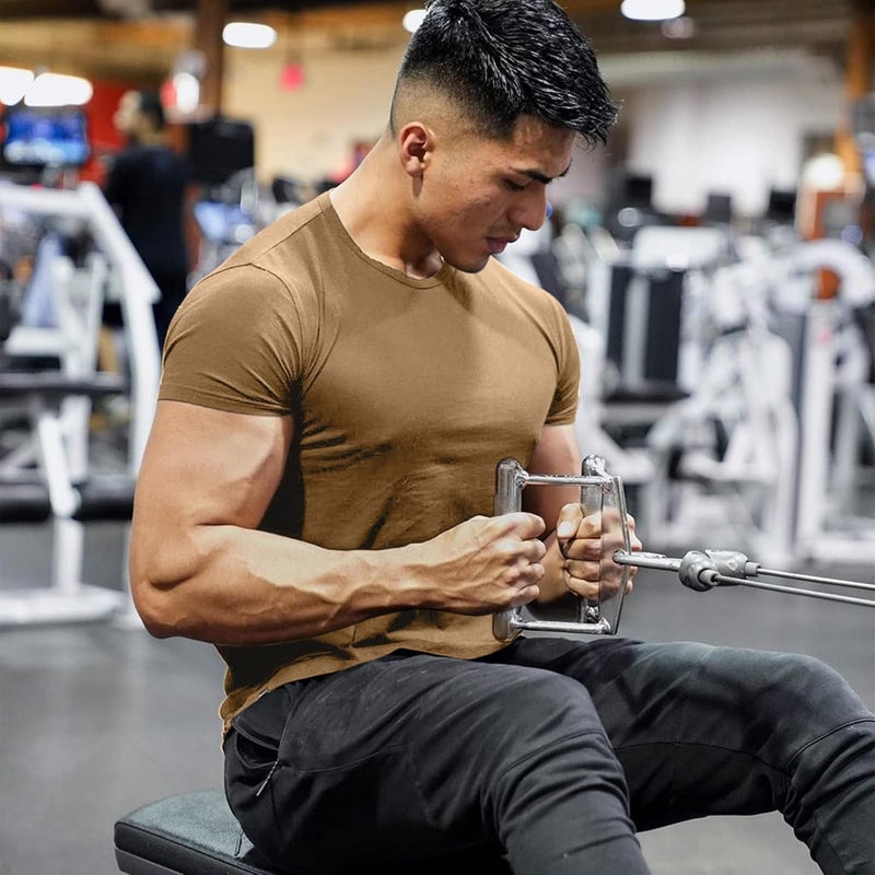 TEZO Mens Gym Workout Slim Fit Short Sleeve T-Shirt Cotton Performance Athletic Shirts Running Fitness Tee - Image 4
