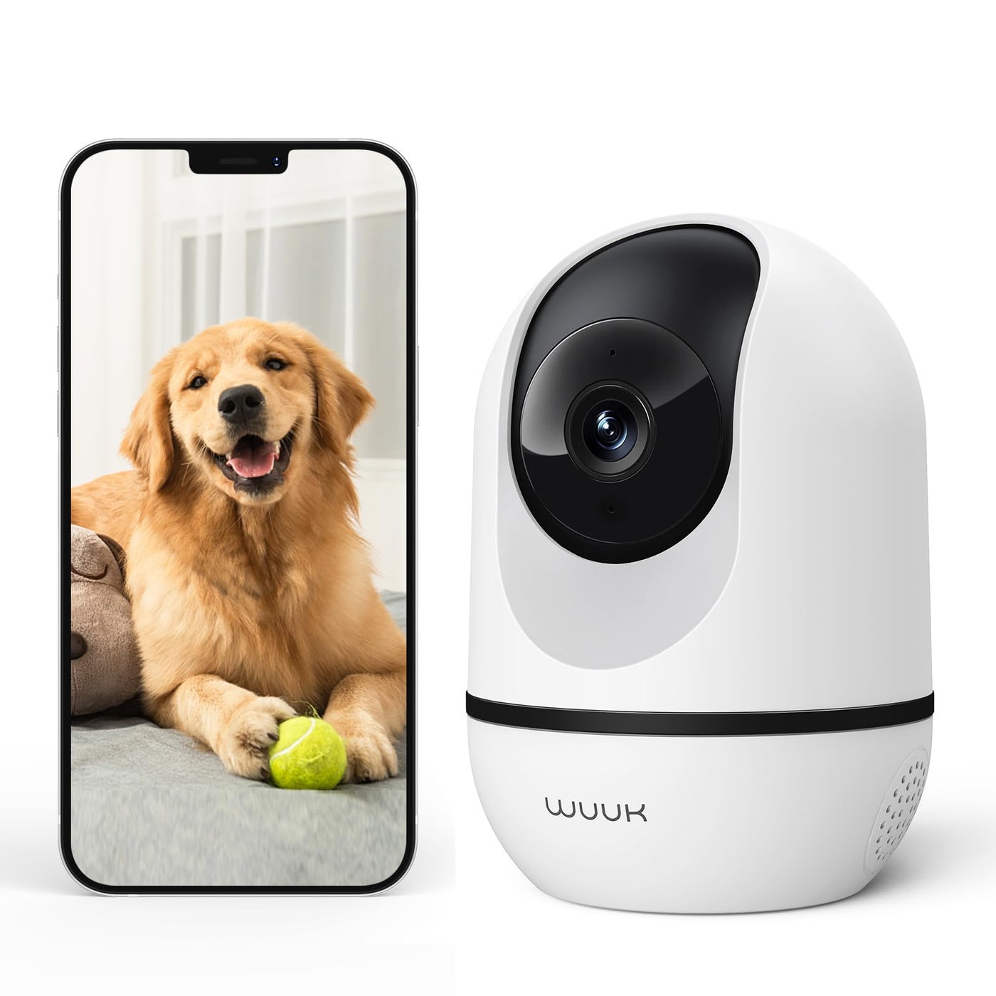 WUUK 4MP Indoor Security Camera, Pan Tilt Cam for Baby Monitor, Wi-Fi Home Security Pet Camera for Dog or Cat, Motion Detection & Tracking, Night Vision, 2-Way Audio, Compatible with Alexa & Google