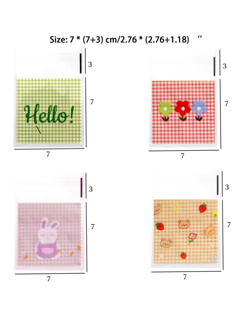 Oasisgalore 200pcs Cute Cookie Bags, Self Adhesive Gift Bags Flat Cellophane Goody Bags for Party Favor Dessert - Image 2
