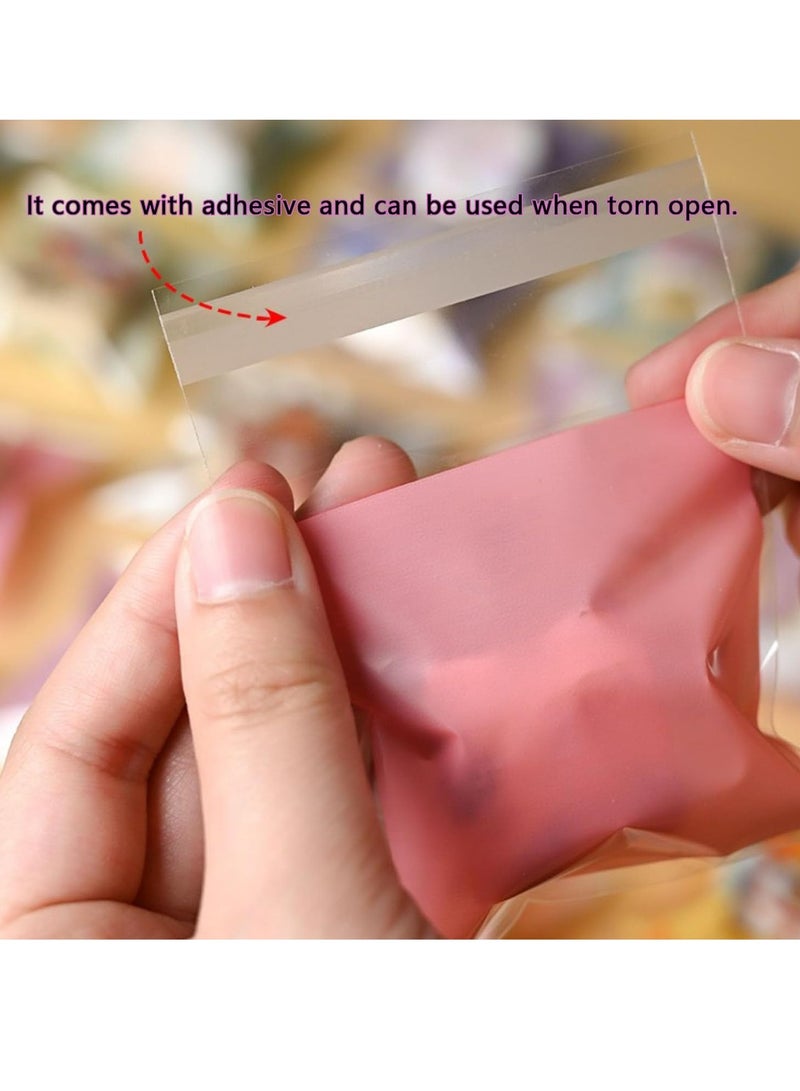 Oasisgalore 200pcs Cute Cookie Bags, Self Adhesive Gift Bags Flat Cellophane Goody Bags for Party Favor Dessert - Image 3