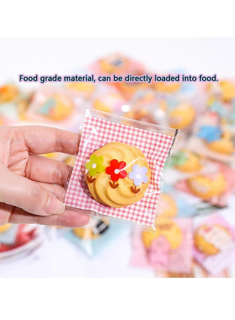 Oasisgalore 200pcs Cute Cookie Bags, Self Adhesive Gift Bags Flat Cellophane Goody Bags for Party Favor Dessert - Image 4