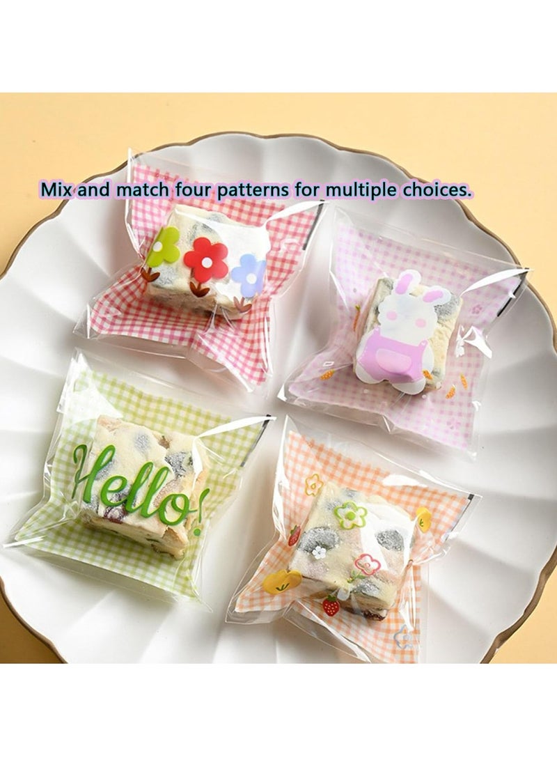 Oasisgalore 200pcs Cute Cookie Bags, Self Adhesive Gift Bags Flat Cellophane Goody Bags for Party Favor Dessert - Image 5