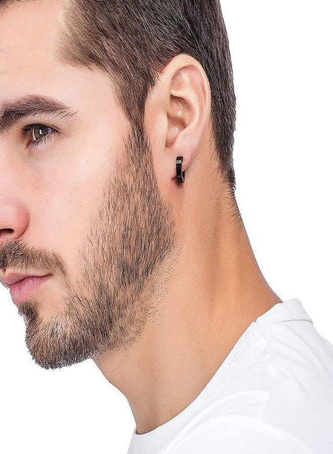 BEAUTIVIA Mens Earring & Women Earring Multi jewellery Valentine Platinum Black Blue Golden Chrome-Color Surgical Plug Hoop Ear piercing Studs Stylish Fancy High Gold Polish non Pierced Round pressing - Image 5