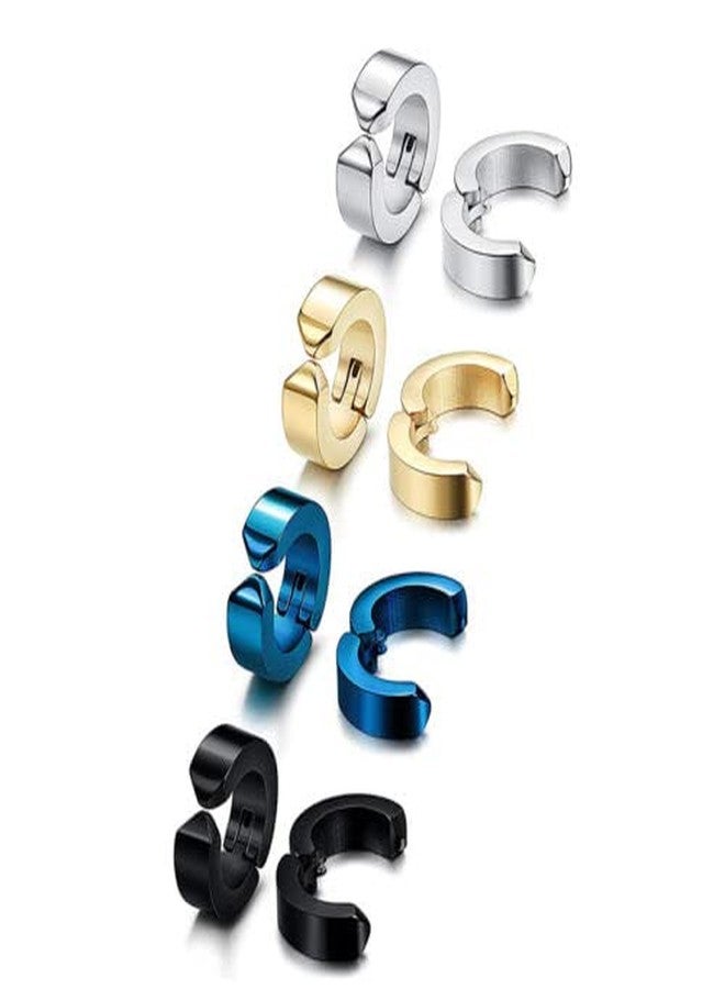BEAUTIVIA Mens Earring & Women Earring Multi jewellery Valentine Platinum Black Blue Golden Chrome-Color Surgical Plug Hoop Ear piercing Studs Stylish Fancy High Gold Polish non Pierced Round pressing - Image 1