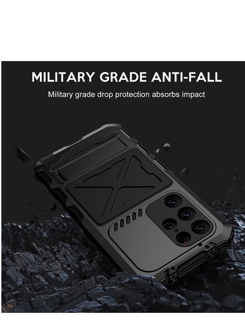 Aookay Case Cover for S23 Ultra, Samsung Galaxy S23 Ultra Case Rugged Mil-Grade Metal with Screen Protector Outdoor Full Body Rugged Aluminum Armor Hard Case (Black)  - Image 4