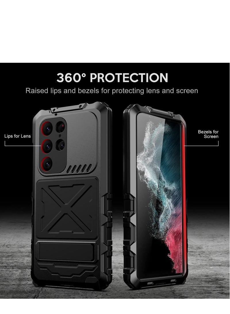 Aookay Case Cover for S23 Ultra, Samsung Galaxy S23 Ultra Case Rugged Mil-Grade Metal with Screen Protector Outdoor Full Body Rugged Aluminum Armor Hard Case (Black)  - Image 3