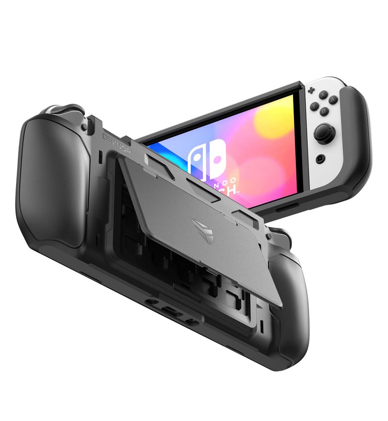 Dexnor Shockproof Case for Nintendo Switch OLED Model 2021 Rugged Protective Case with Adjustable Kickstand MicroSD Game Card Storage Slots for Nintendo Switch OLED and JoyCon Controller - Image 2