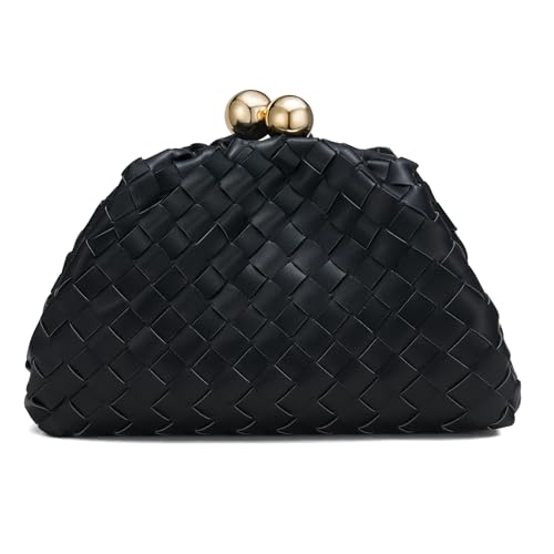 CHUNLI Dressy Woven Clutch Purses for Women Evening Wedding Formal Occasion,Dumpling Crossbody Shoulder Handbags for Women - Image 1