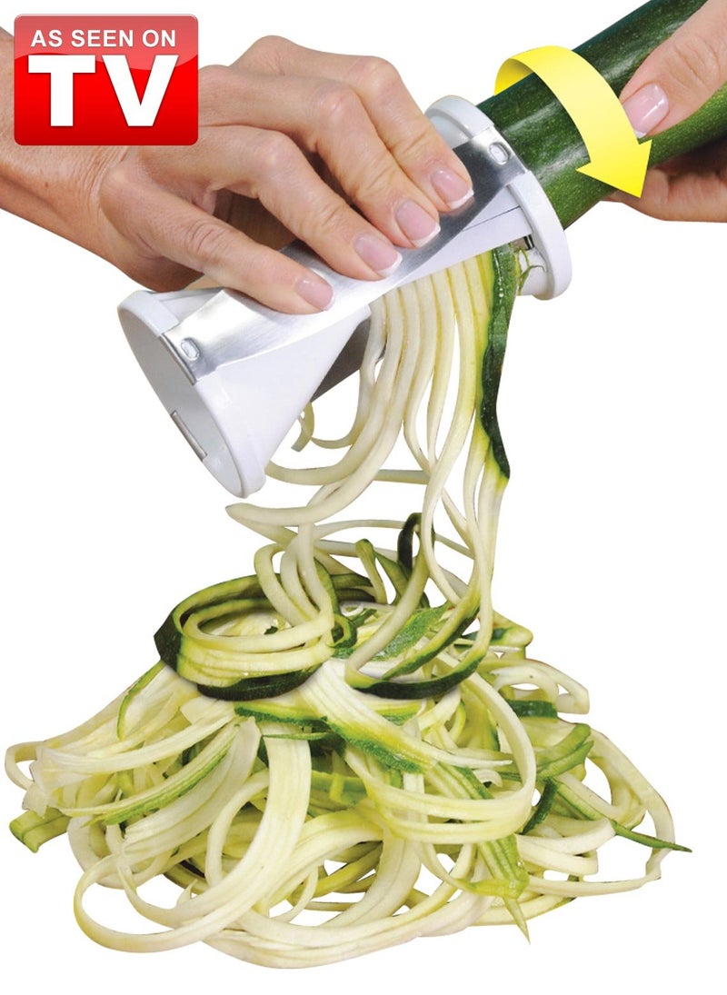 Veggetti مقطعة الخضار فيجتي، قاطع خضار مزدوج بشفرة من الفولاذ المقاوم للصدأ لنودلز سميكة أو رقيقة، يعمل مع الكوسا، القرع، الخيار، الجزر، والمزيد، 2.76"L x 2.76"W x 6.32"H، أبيض - Image 5