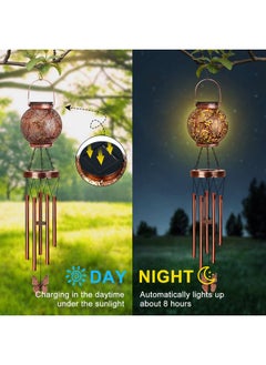 YHmall Wind Chimes For Outside Butterfly Solar Lantern, 38" Flower Solar Wind Chimes Gifts For Mom Hanging Lights, Garden Decor Memorial Wind Chime, Christmas Windchimes Outdoors Gifts For Women  - Image 5