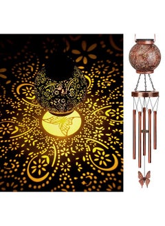 YHmall Wind Chimes For Outside Butterfly Solar Lantern, 38" Flower Solar Wind Chimes Gifts For Mom Hanging Lights, Garden Decor Memorial Wind Chime, Christmas Windchimes Outdoors Gifts For Women  - Image 1