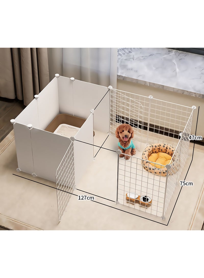 MissTiara Pet fence dog isolation indoor small dog kennel with toilet area can be freely combined Size: 127*75*47 - Image 3