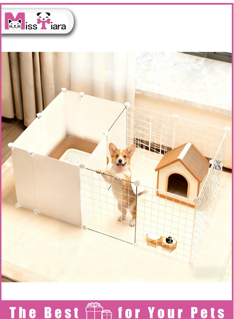 MissTiara Pet fence dog isolation indoor small dog kennel with toilet area can be freely combined Size: 127*75*47 - Image 1