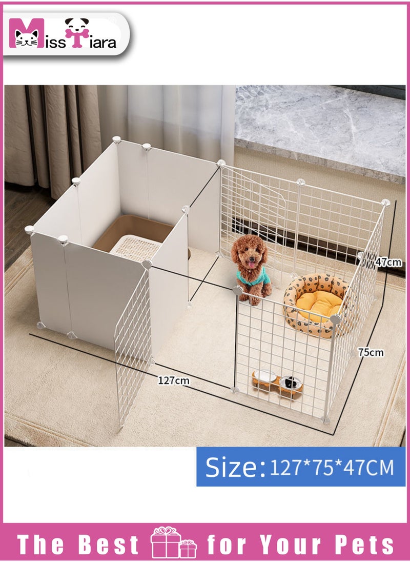 MissTiara - Pet fence dog isolation indoor small dog kennel with toilet area can be freely combined Size: 127*75*47 - Image 1