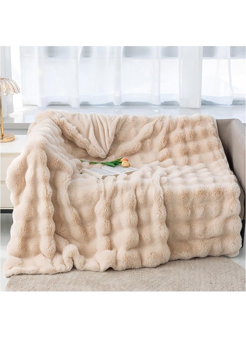 Faux Rabbit Fur Throw Blanket Cute Cozy Furry Fuzzy Blanket Plush Warm Fleece Fluffy Blanket for Couch Sofa