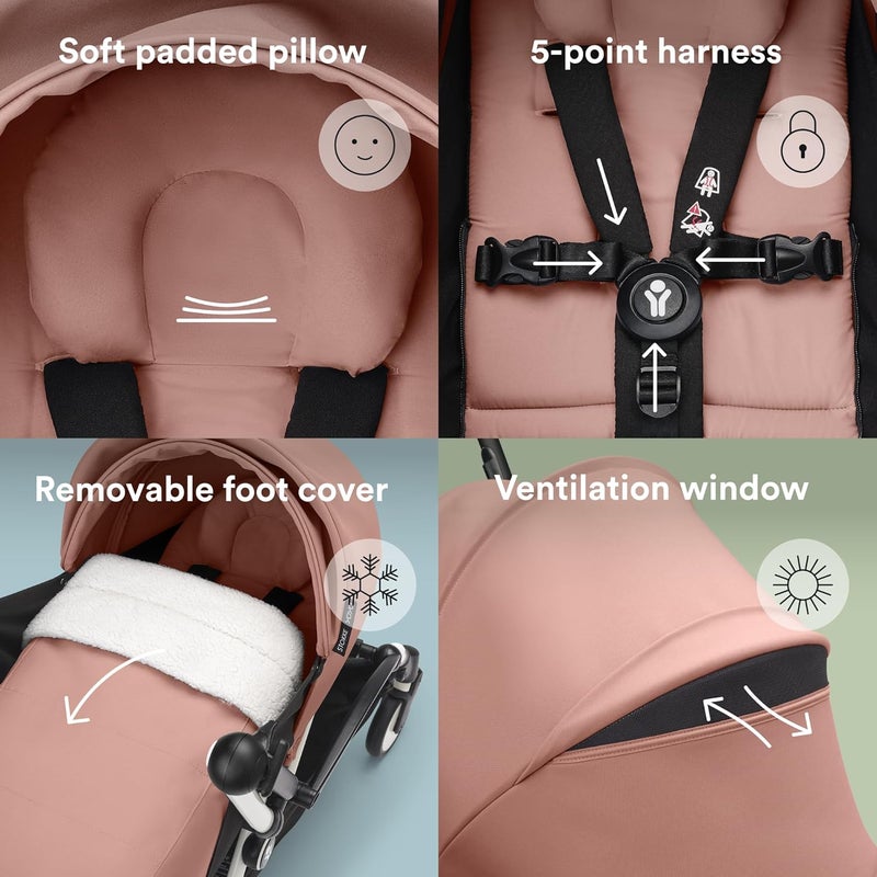 Stokke YOYO3 Stroller with Newborn Pack - Includes Black Frame, YOYO 6+ Color Pack & 0+ Newborn Pack - Ginger - Image 3