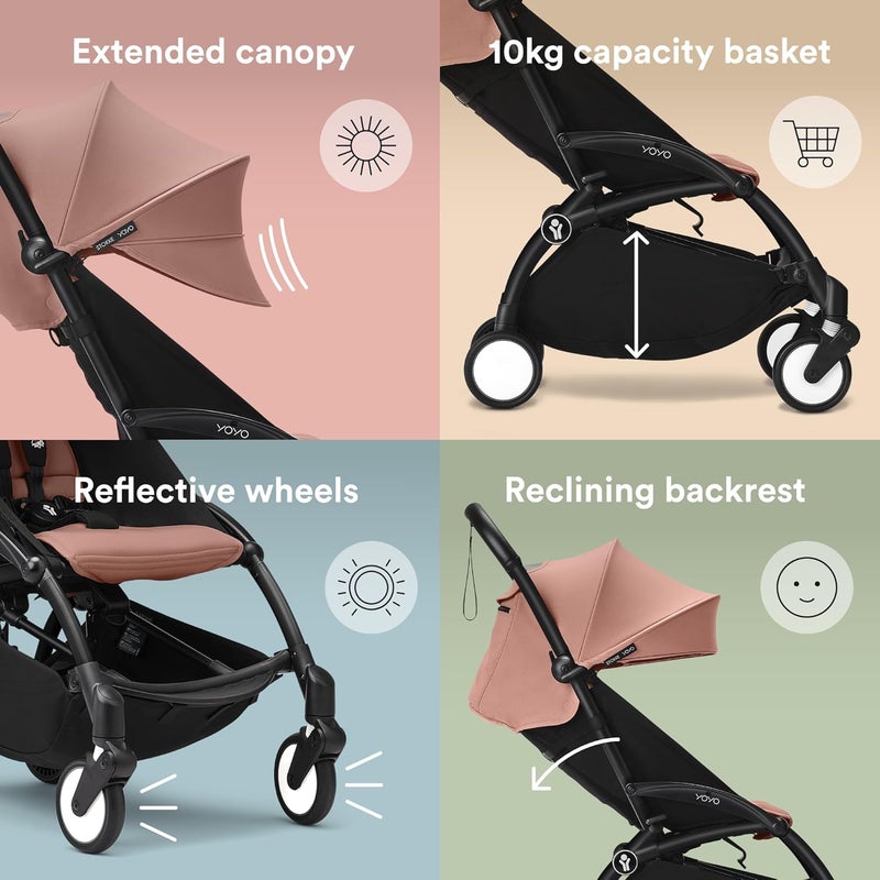 Stokke YOYO3 Stroller with Newborn Pack - Includes Black Frame, YOYO 6+ Color Pack & 0+ Newborn Pack - Ginger - Image 5