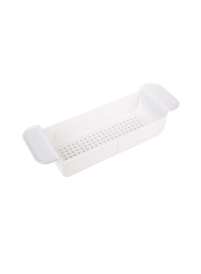 Bath Bliss Expandable Bathtub Caddy | Non-Slip | Over The Tub | 21-27 inch | Tub Tray | Bathroom Storage and Organizer | Shelf | Hold Soaps and Towels | White - Image 1
