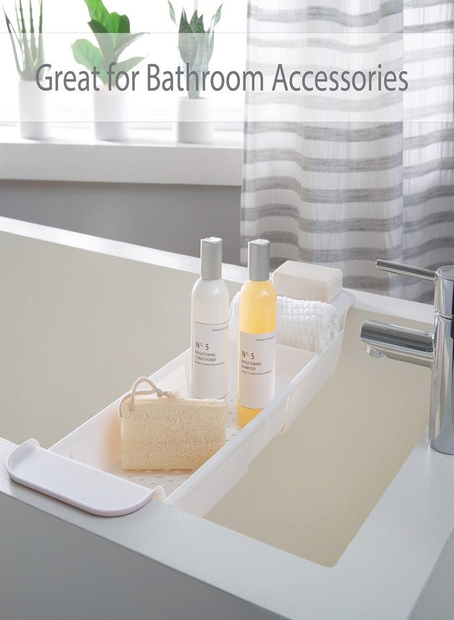 Bath Bliss Expandable Bathtub Caddy | Non-Slip | Over The Tub | 21-27 inch | Tub Tray | Bathroom Storage and Organizer | Shelf | Hold Soaps and Towels | White - Image 3