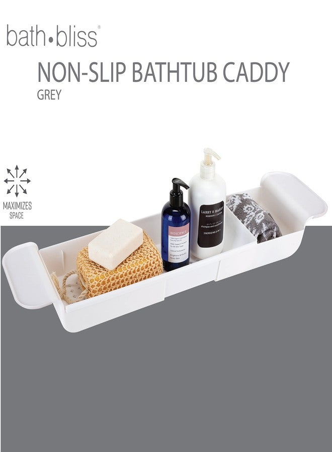 Bath Bliss Expandable Bathtub Caddy | Non-Slip | Over The Tub | 21-27 inch | Tub Tray | Bathroom Storage and Organizer | Shelf | Hold Soaps and Towels | White - Image 2
