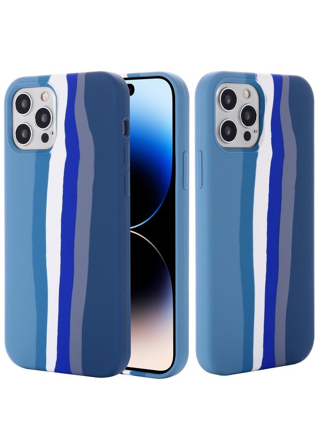 اس-توب جراب لهاتف iPhone 14 Pro Max من السيليكون السائل بألوان قوس قزح - Image 1