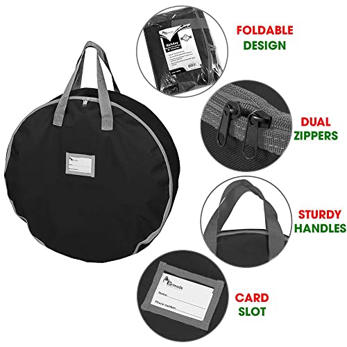 Primode Heavy Duty Christmas Wreath Storage Bag 48" - Handles Made Of Durable 600D Oxford Polyester Material Storage Bag Extra Large 48” Holiday Wreaths Container (Black) - Image 3