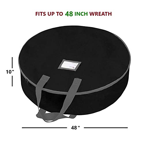 Primode Heavy Duty Christmas Wreath Storage Bag 48" - Handles Made Of Durable 600D Oxford Polyester Material Storage Bag Extra Large 48” Holiday Wreaths Container (Black) - Image 4
