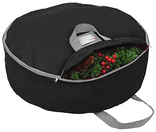 Primode Heavy Duty Christmas Wreath Storage Bag 48" - Handles Made Of Durable 600D Oxford Polyester Material Storage Bag Extra Large 48” Holiday Wreaths Container (Black) - Image 1