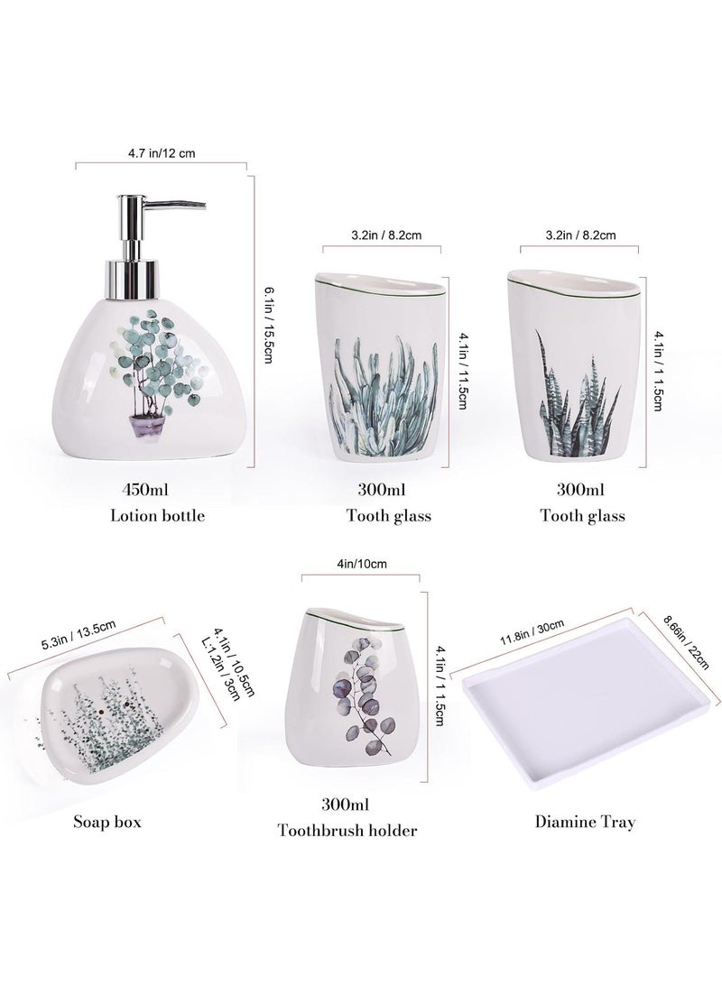 Bathroom Accessories Set,Modern Countertop Bathroom Decor,Luxury 6 Piece Bathroom Accessory Set,Complete with Soap Dispenser,Toothbrush Holder,Tumbler,Tray - Image 2