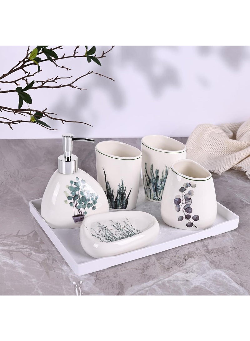 Bathroom Accessories Set,Modern Countertop Bathroom Decor,Luxury 6 Piece Bathroom Accessory Set,Complete with Soap Dispenser,Toothbrush Holder,Tumbler,Tray - Image 3