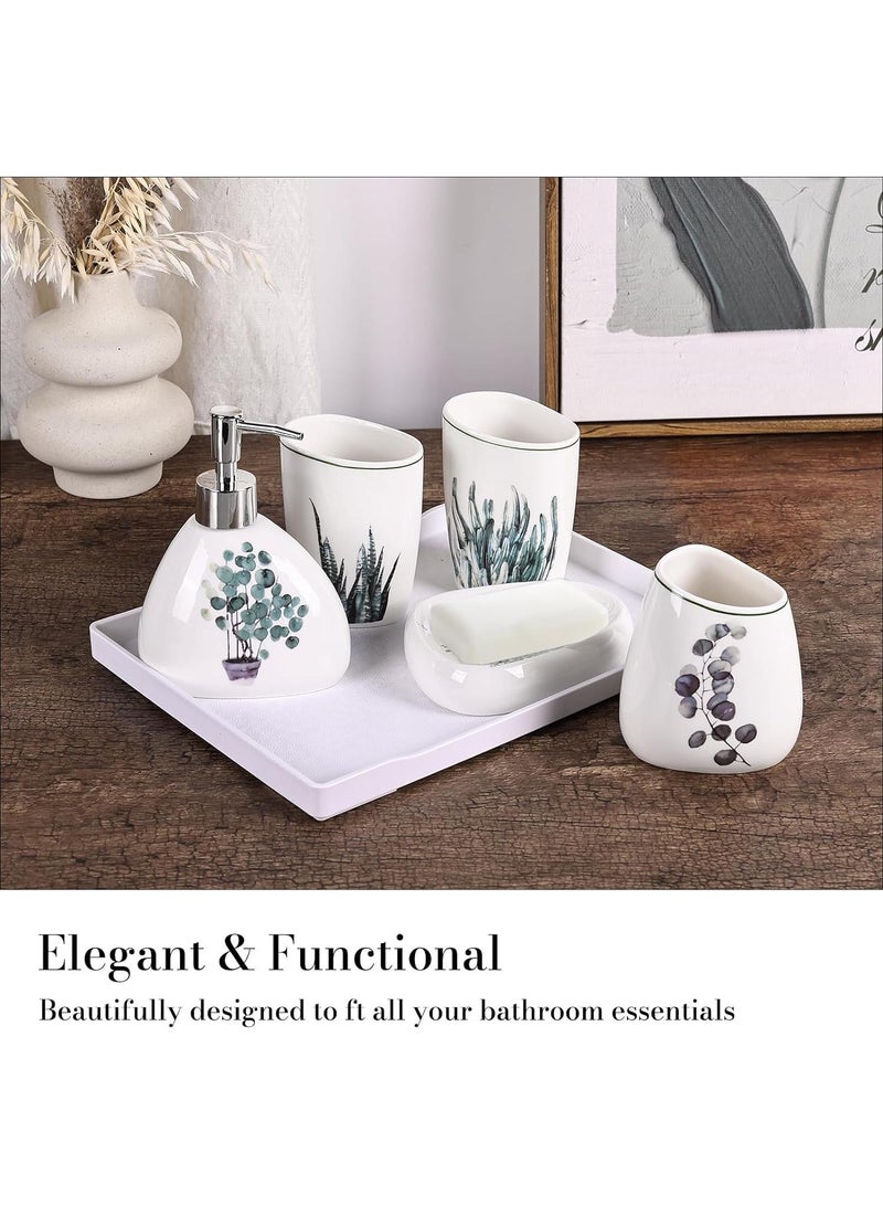 Bathroom Accessories Set,Modern Countertop Bathroom Decor,Luxury 6 Piece Bathroom Accessory Set,Complete with Soap Dispenser,Toothbrush Holder,Tumbler,Tray - Image 4