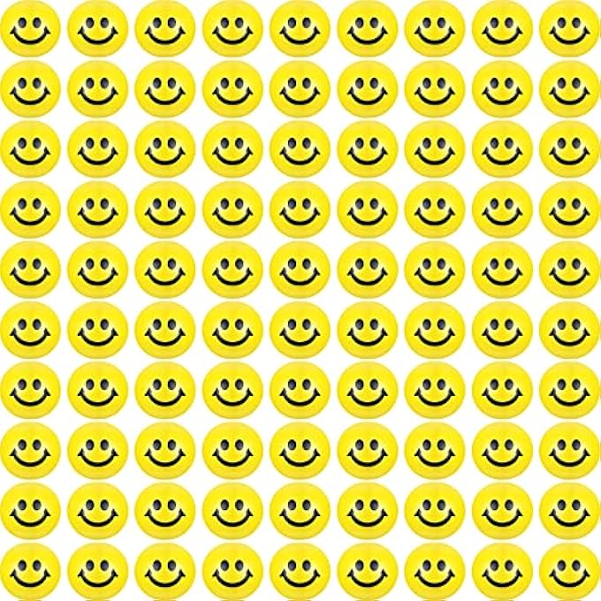 Vinsot 100 Pcs Smile Face Stress Balls Bulk 2 Inch Funny Face Stress Relief Balls Mini Foam Smile Face Toys for Finger Exercise, School Prizes, Party Bag Fillers (Yellow) - Image 1