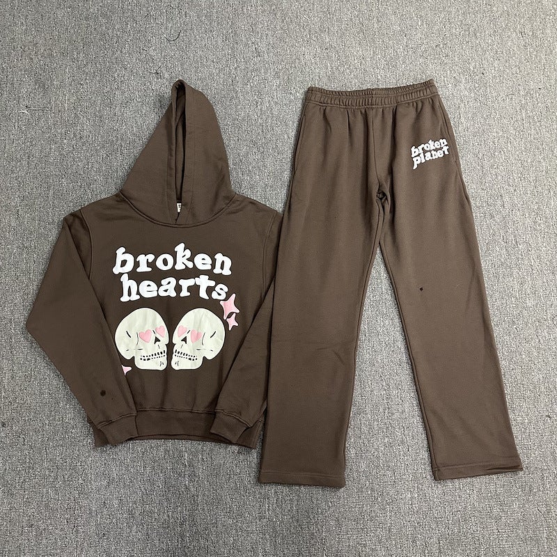 Broken Planet Casual Hoodie  Sweatpants Set AWTZ106 Brown 