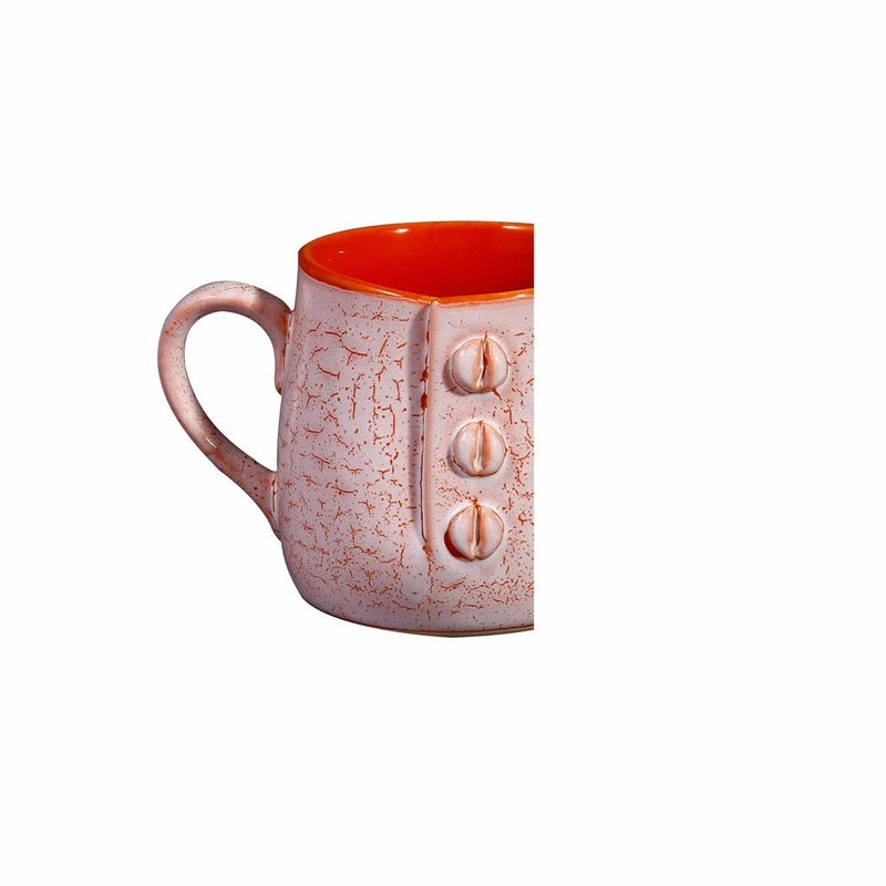 Caffeine Ceramic Handmade Matte Pink Orange Crackle Buttoned Tea Cups Set of 6 pcs - Image 3
