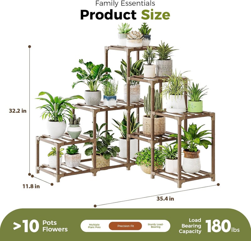 Bamworld Plant Stand Indoor Corner Plant Shelf Outdoor for Multiple Plants Wood Flower Stand Ladder Plant Table for Plant Pots for Window Garden Balcony Living Room - Image 5