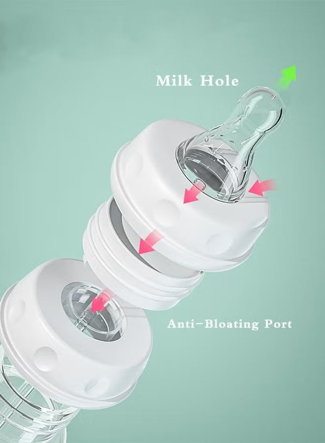 Oasis Hands Free Baby Feeding Bottle with Long Straw Connector Anti Bloating Gas Prevention PP Milk Bottle for Toddlers Infant 240ml - Blue - Image 5