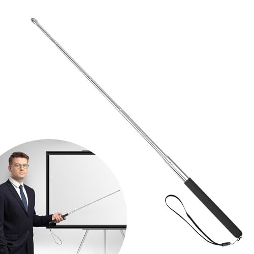 lyforx Retractable Teacher Pointer 𝟑𝟗.𝟓'', Pointer Stick with 𝗦𝘁𝘆𝗹𝘂𝘀 Smooth Sensitive Tablet Pen Stylus Pen, Teacher Coach Presenter Pointer with Lanyard Black - Image 1