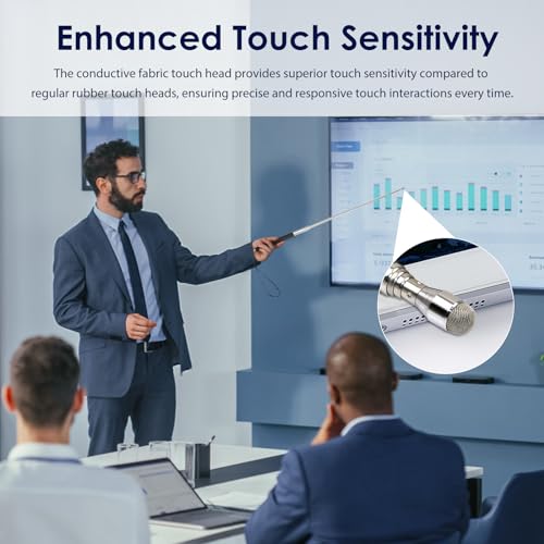 lyforx Retractable Teacher Pointer 𝟑𝟗.𝟓'', Pointer Stick with 𝗦𝘁𝘆𝗹𝘂𝘀 Smooth Sensitive Tablet Pen Stylus Pen, Teacher Coach Presenter Pointer with Lanyard Black - Image 3