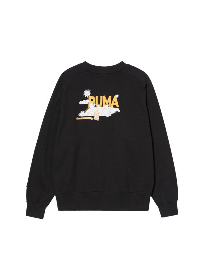 PUMA هودي نسائي بقلنسوة كبيرة مطبوعة موضة ربيع/خريف من القطن الخالص مقاوم للرياح بياقة دائرية محبوك - Image 3