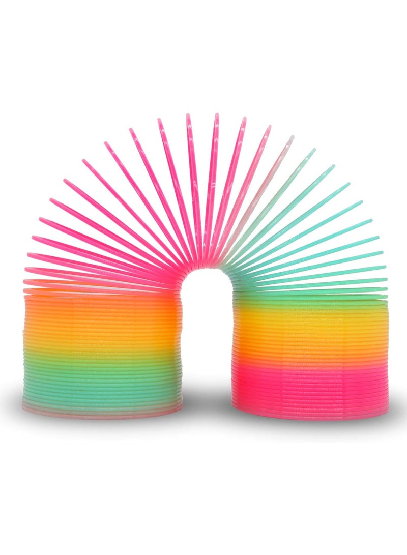 Lukadah Rainbow Magic Spring Toy for Kids – Giant Jumbo Plastic Slinky Spring Toy with Neon Rainbow Colors, Stretchy Fidget Sensory Toy for Boys and Girls, Stress Relief Anxiety Toy, Birthday Party Favor Goodie Bag Filler, Classroom Prize for Kids Ages 3 and Up - Image 1