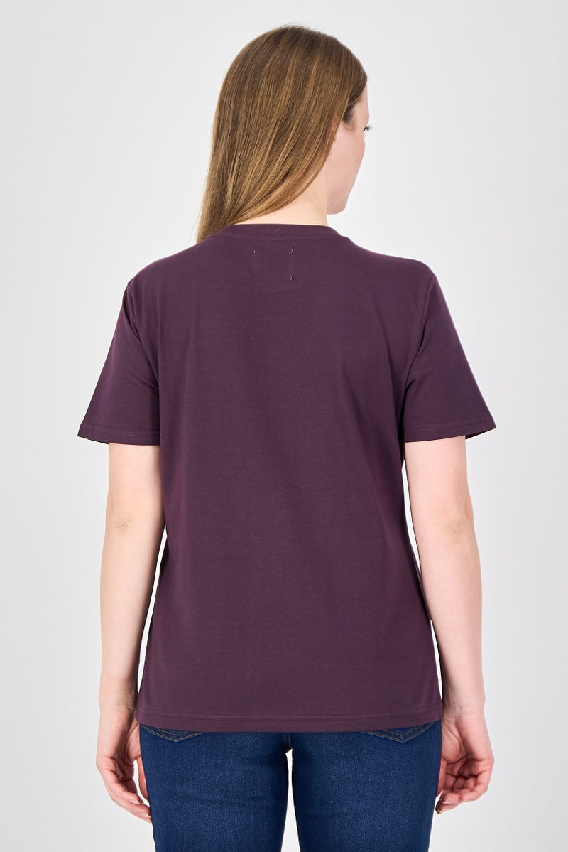 Fudo Comforts by Fudo Women Crew Neck Plain Short Sleeve T-Shirt, Plum - Image 4