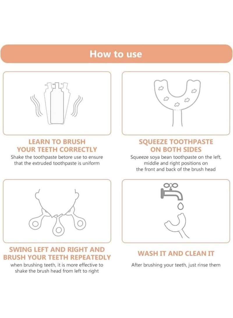 فرشاة أسنان سيليكون ذكية للأطفال على شكل حرف U – تنظيف عميق 360 درجة – تصميم كرتوني ممتع ومقبض مريح – آمنة ولطيفة على اللثة. - Image 2