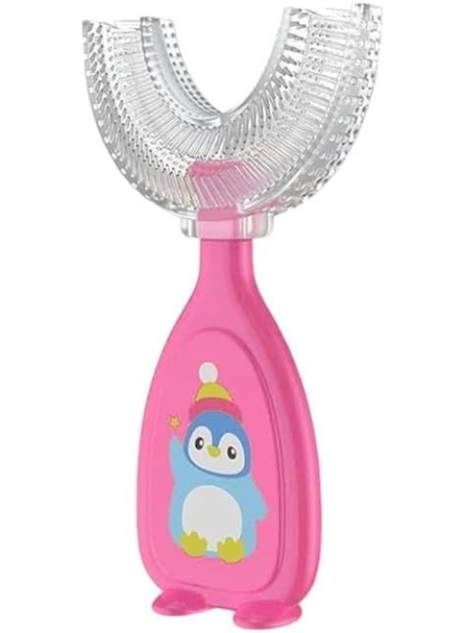 فرشاة أسنان سيليكون ذكية للأطفال على شكل حرف U – تنظيف عميق 360 درجة – تصميم كرتوني ممتع ومقبض مريح – آمنة ولطيفة على اللثة. - Image 1