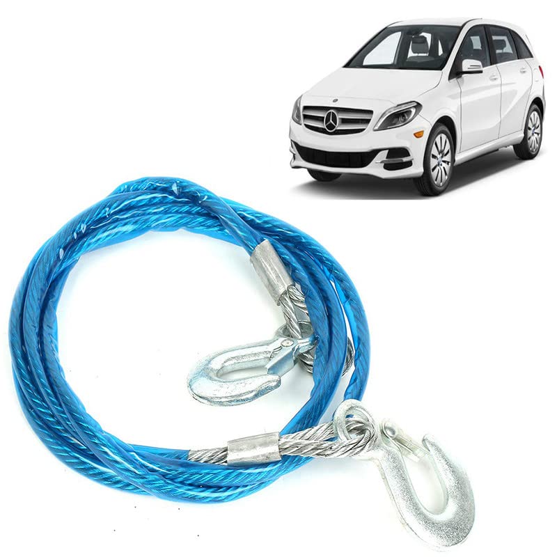 Selifaur Car Tow Cable | Super Strong Emergency Heavy Duty | 6 Ton Towing Metal Strap Rope | 10mm with Dual Forged Hooks | 4M Long Metal Tow Cable for Benz b-Class - Image 3