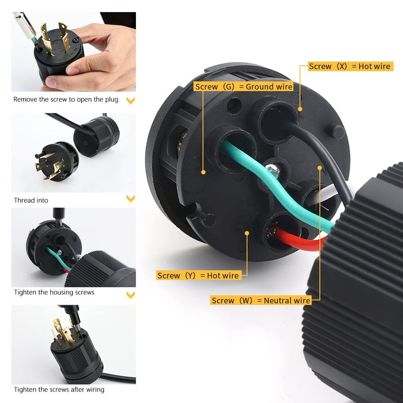 STARELO Locking NEMA L14-30P Generator Extension Cord End Male Plug 30A 125/250V 3 Pole 4 Wire Grounding Electrical Replacement Industrial Grade UL Listed - Image 3