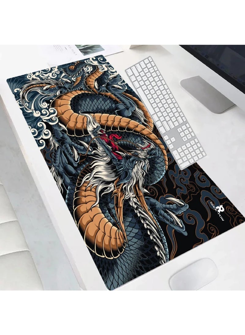 Rock Pow - Japanese Dragon Large Gaming Mousepad Keyboard Gamer Mouse Pad on The Table Speed Desk Mat Anime 800 * 300 * 3mm Mouse Mats - Image 1