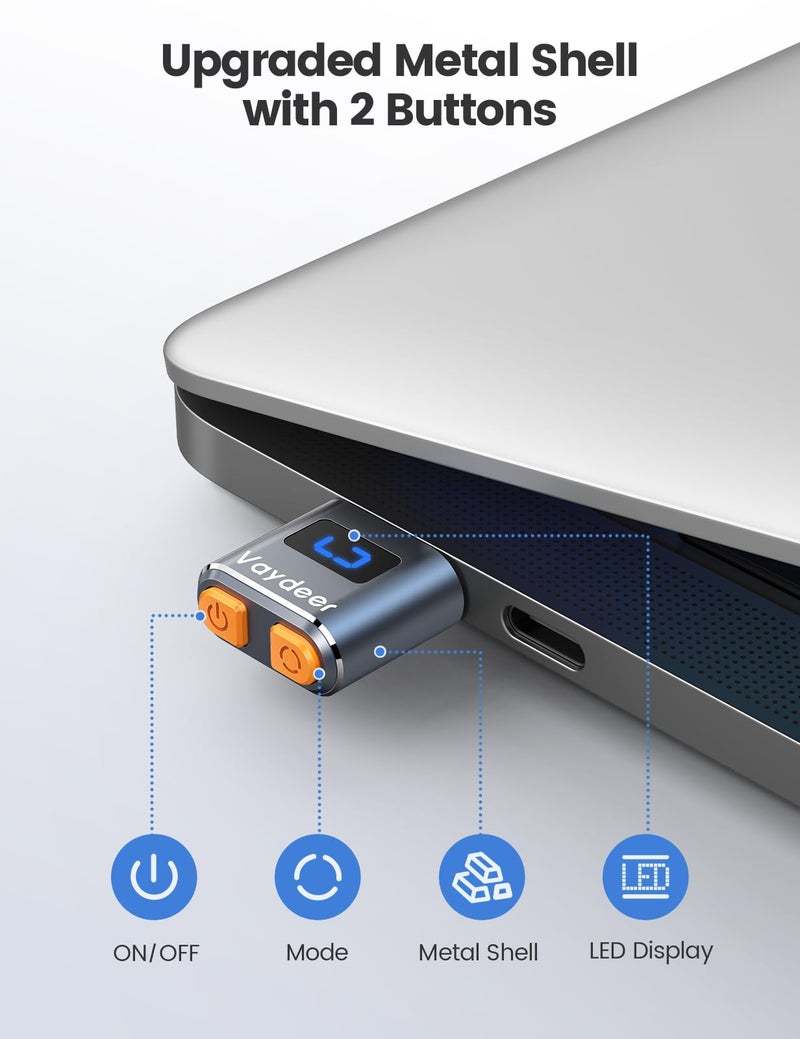 Vaydeer Tiny Mouse Jiggler, T3s Mouse Mover Made of Premium Aluminum Alloy, Longer Life Span, Plug and Play, 100% Undetectable, 3 Natural and Random Tracks, USB Mouse Mover to Boost Your Productivity - Image 2
