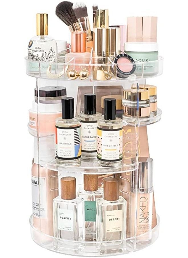 SMARTPOINTS Rotating Makeup Organizer | 360 Spinning Storage Display Case | Clear Acrylic Vanity & Bathroom Organizer for Skincare, Perfume, Cosmetic, Beauty, Make up and Essential Oil Products  - Image 1